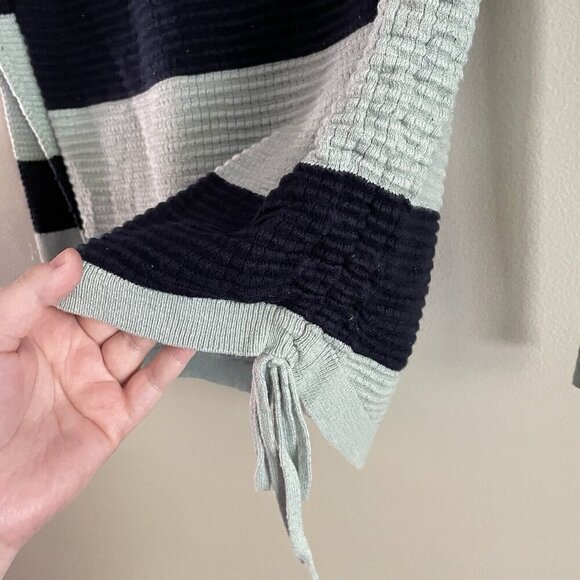 Maurices Women Sz S Green/Blue Striped Long Sleeve Waffle Knit Pullover Sweater - Picture 3 of 9